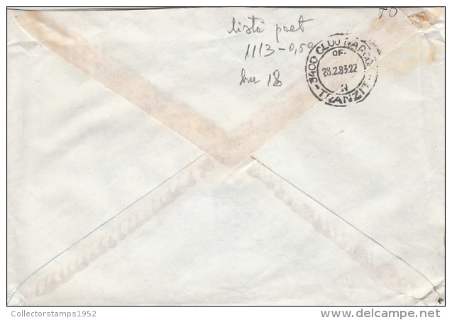 26998- REGISTERED COVER LABEL CLUJ 3-4089, STATE COMPANY, SHIP, VINTAGE CAR STAMPS, 1983, ROMANIA - Briefe U. Dokumente