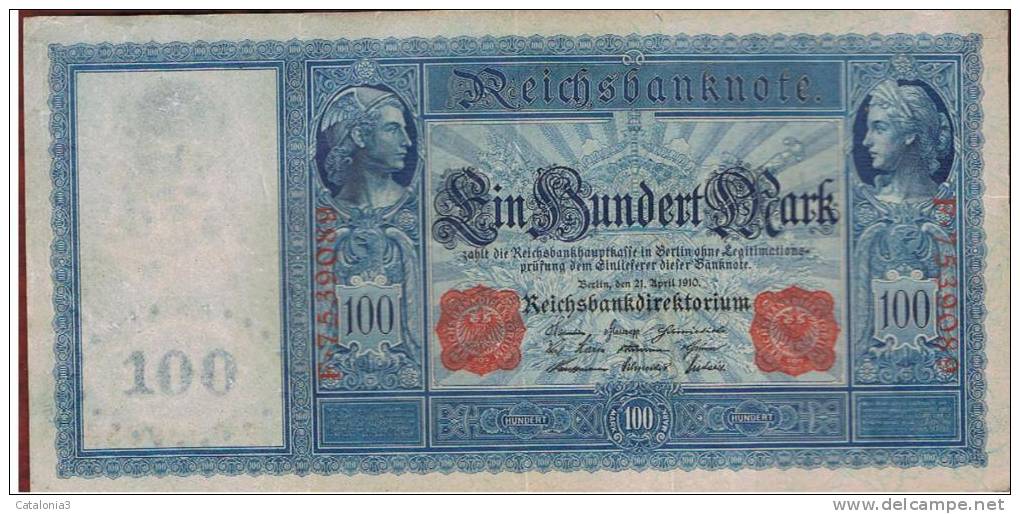 ALEMANIA - GERMANY - 100 Mark 1910 MBC  P-42 - 20 Mark