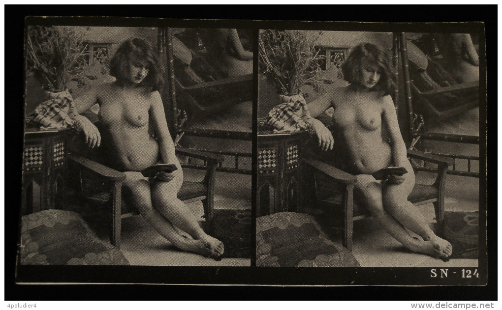 Photo Stéréoscopique Recto-verso JEUNES FEMMES NUES  SN124 Et SN162 Début XXe - Stereoscopic