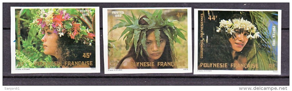 Polynésie Française  205 207 Couronnes Polynésiennes  Non Dentelés Imperforate Neuf ** TB MNH Cote Maury 24 - Sin Dentar, Pruebas De Impresión Y Variedades