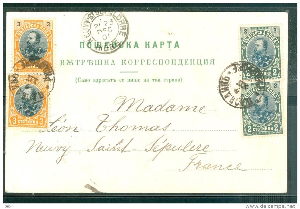 Bel Affranchissement Au Dos D'1 Cpa  ( Kustendil ) De Bulgarie Pour La France En 1901 - Pb10101 - Brieven En Documenten