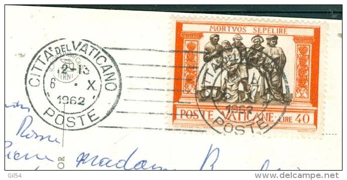 Timbre Du Vatican Au Dos D'une Carte Postale En 1962 - Pb10107 - Lettres & Documents