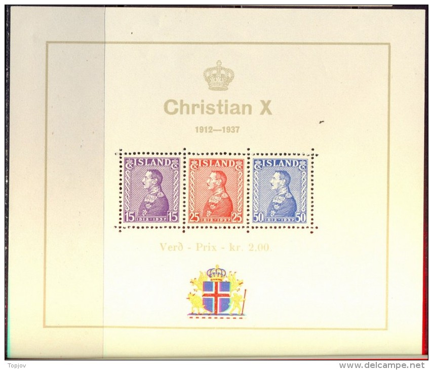 ICELAND  -  KING  CRISTIAN  -   MNH** - 1937 - LUX - Blocks & Sheetlets