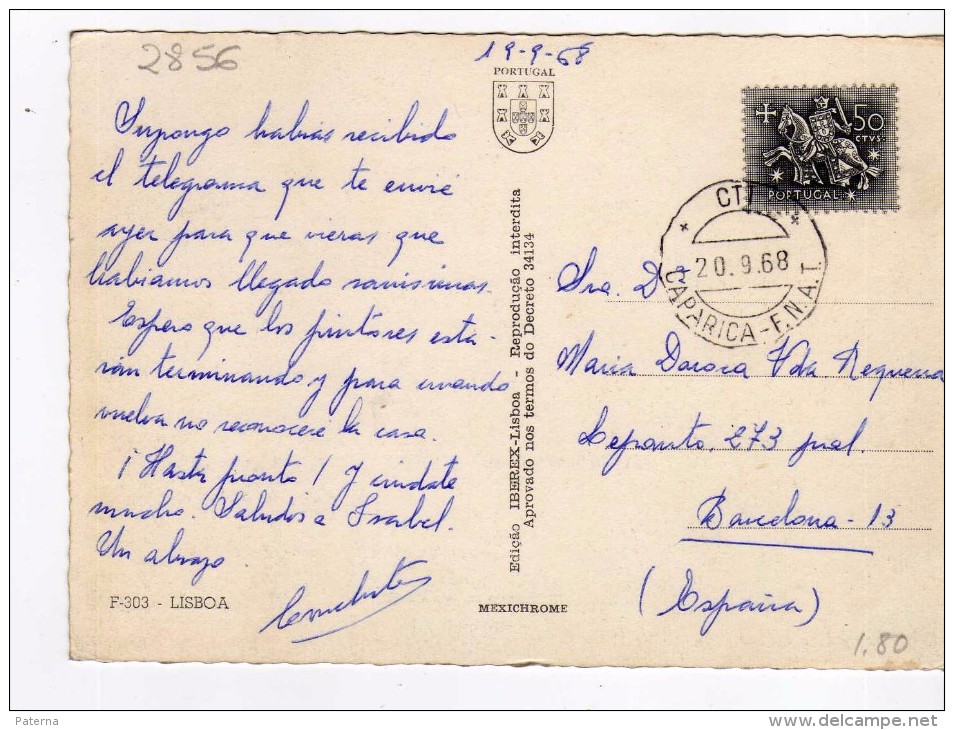 2856    Postal Portugal  Caparica - F.n.a.t 1968 - Cartas & Documentos