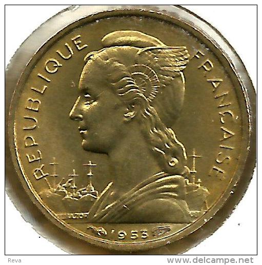 MADAGASCAR FRANCAISE 10 FRANCS MAP WHEAT LEAVES FRONT WOMAN HEAD BACK 1953 EF KM6 READ DESCRIPTION CAREFULLY !!! - Madagascar