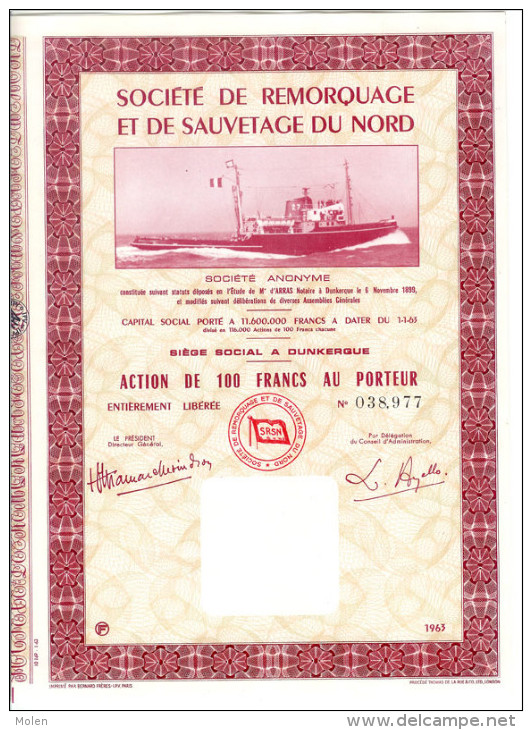 SRSN ACTION SOCIETE DE REMORQUAGE & DE SAUVETAGE DU NORD DUNKERQUE LILLE BOAT BOOT BATEAU SCHIP NAVIRE Remorqueur R27 - Navigation