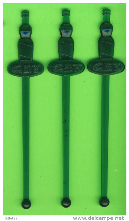 MÉLANGEURS À BOISSON - LOT DE 3 TOUILLEURS - BOUTEILLE VERTE - GET - - Swizzle Sticks