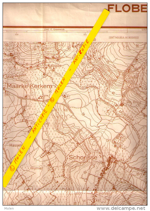 STAFKAART MAARKEDAAL * CARTE D ETAT MAJOR FLOBECQ 1954 MAARKE-KERKEM SCHORISSE ZEGELSEM ELLEZELLES BRAKEL RONSE S345 - Topographical Maps