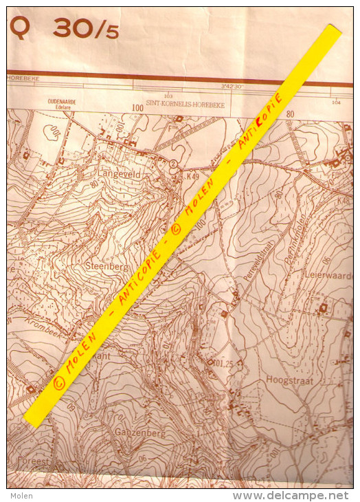 STAFKAART MAARKEDAAL * CARTE D ETAT MAJOR FLOBECQ 1954 MAARKE-KERKEM SCHORISSE ZEGELSEM ELLEZELLES BRAKEL RONSE S345 - Topographical Maps