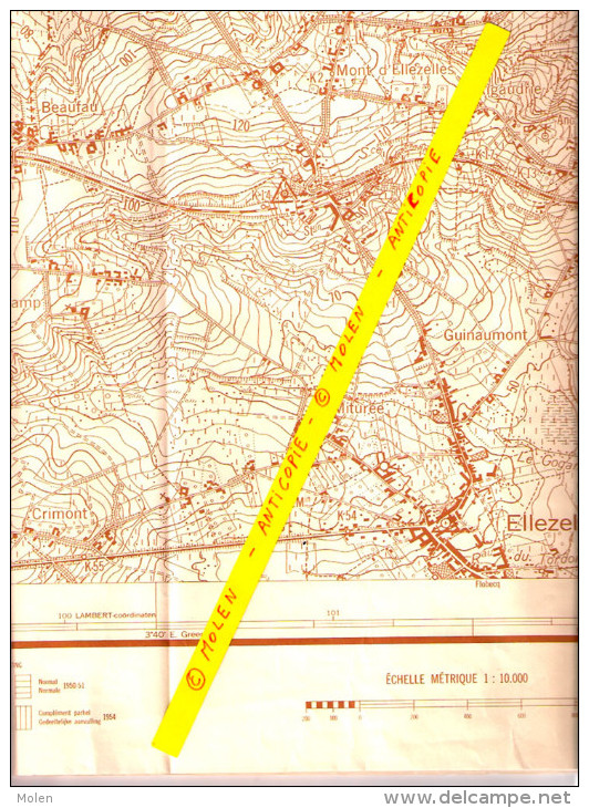 STAFKAART MAARKEDAAL * CARTE D ETAT MAJOR FLOBECQ 1954 MAARKE-KERKEM SCHORISSE ZEGELSEM ELLEZELLES BRAKEL RONSE S345