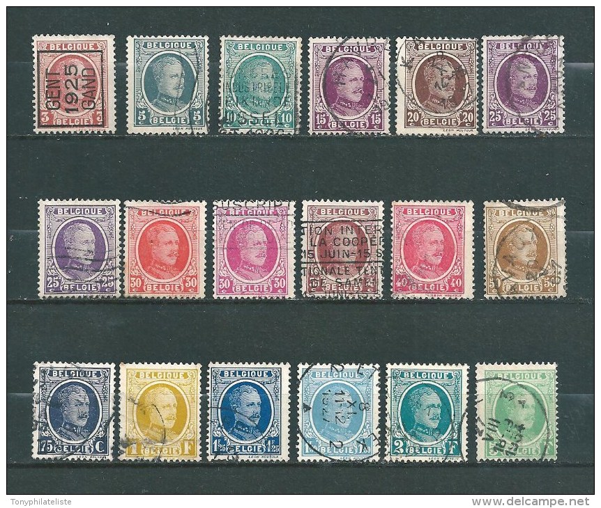 Belgique Timbres De 1921/27  N°192 A 209  Oblitérés - 1922-1927 Houyoux