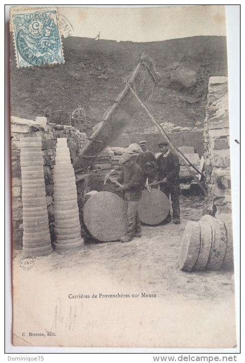 Très Belle CPA Animée, 1901-1909 Tailleurs De Pierre Dans Les Carrières De Provencheres Sur Meuse En Haute-Marne. Gros P - Other & Unclassified