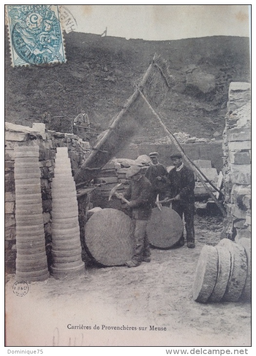 Très Belle CPA Animée, 1901-1909 Tailleurs De Pierre Dans Les Carrières De Provencheres Sur Meuse En Haute-Marne. Gros P - Other & Unclassified