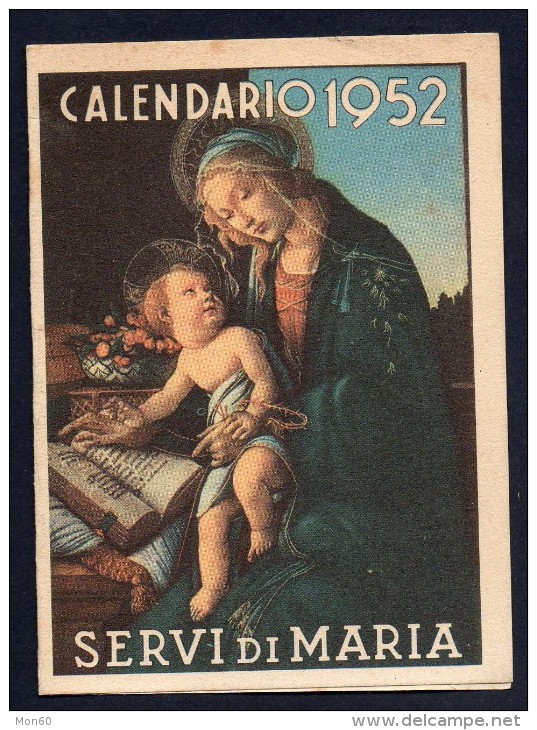 Calendario 1952 Servi Di Maria -S490 - Small : 1941-60