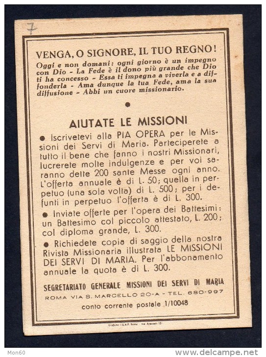 Calendario 1952 Servi Di Maria -S490 - Small : 1941-60