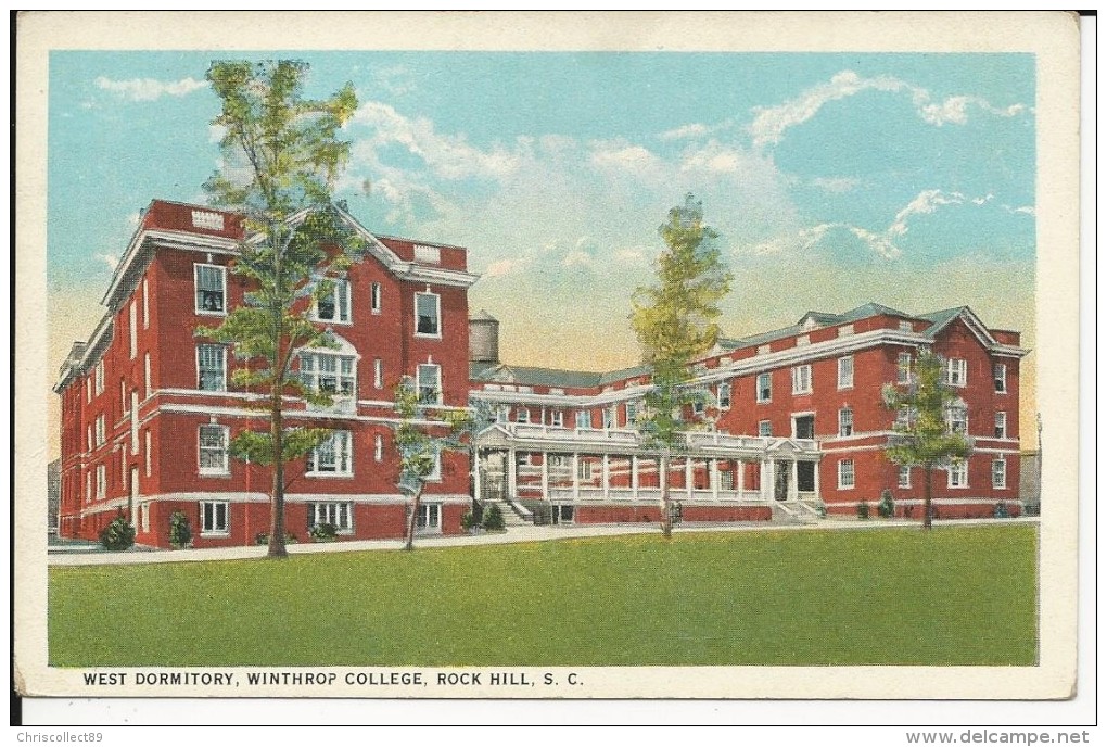 Carte Postale  Etats Unis  : West Dormitory College  , Rock Hill . S.C - Rock Hill