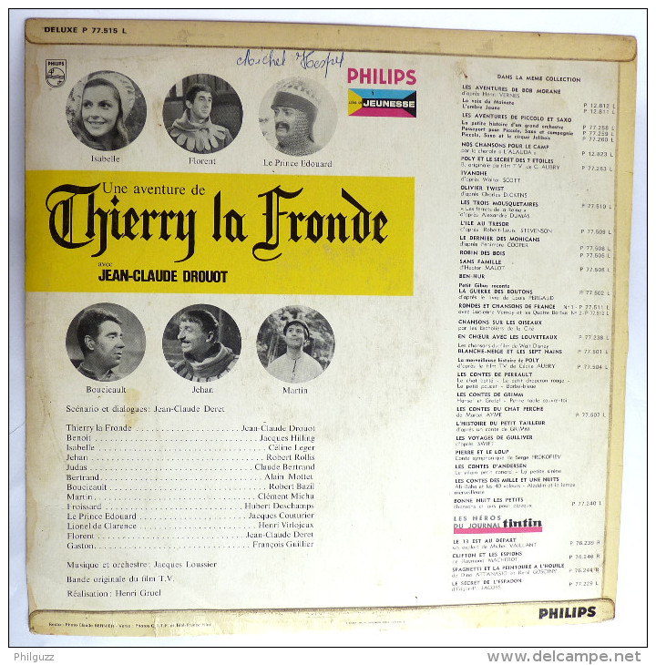 RARE Disque Vinyle 33T Une Aventure De THIERRY LA FRONDE -  JC DROUOT - PHILIPS DELUXE P 77515 L - ORTF 1963 - Dischi & CD