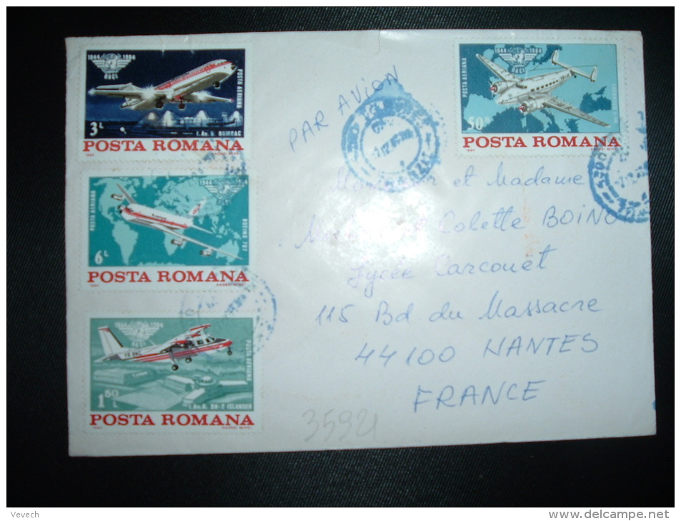 LETTRE PAR AVION POUR LA FRANCE TP AVION 50 B + 3 L + 6 L + 1,50 L OBL. BLEUE 17-12-83 - Lettres & Documents