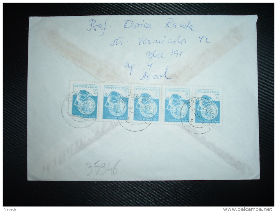 LETTRE PAR AVION POUR LA FRANCE TP ARTA POPULARA 2L X5 OBL28-2-85 CURTICI - Lettres & Documents