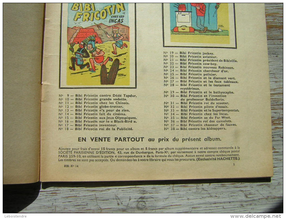 ANCIENNE BD PAPIER NON GLACE   BIBI FRICOTIN FAIT DU CINEMA    N° 14 JEUNESSE JOYEUSE ( 38 TITRES PARUT ) - Bibi Fricotin