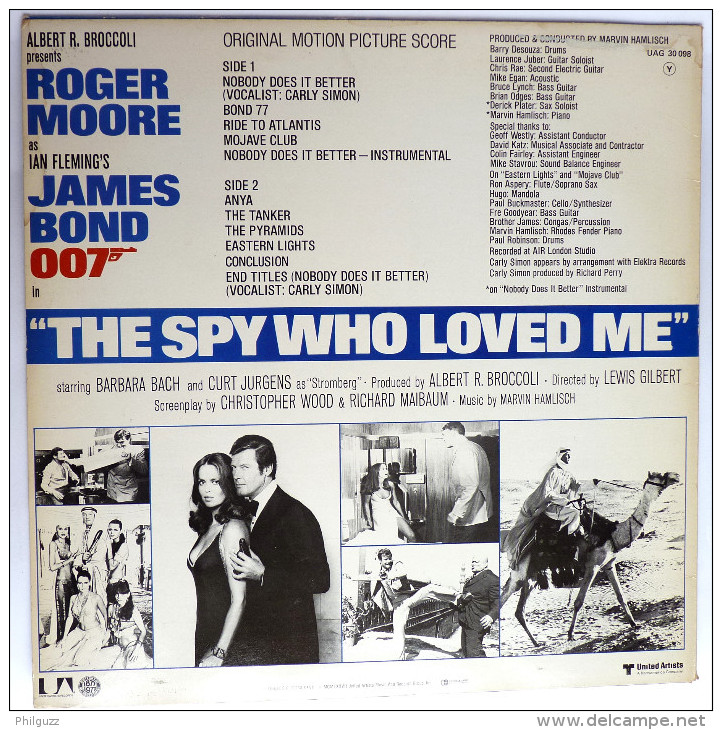 Disque Vinyle 33T JAMES BOND -  THE SPY WHO LOVED ME - UAG 30098 - 1977 - Schallplatten & CD