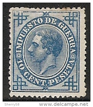 1876-ED. 184 ALFONSO XII IMPUESTO DE GUERRA 10 CENT. AZUL- NUEVO SIN GOM - MNG -PUNTOS DE OXIDO -VER FOTOS - Unused Stamps