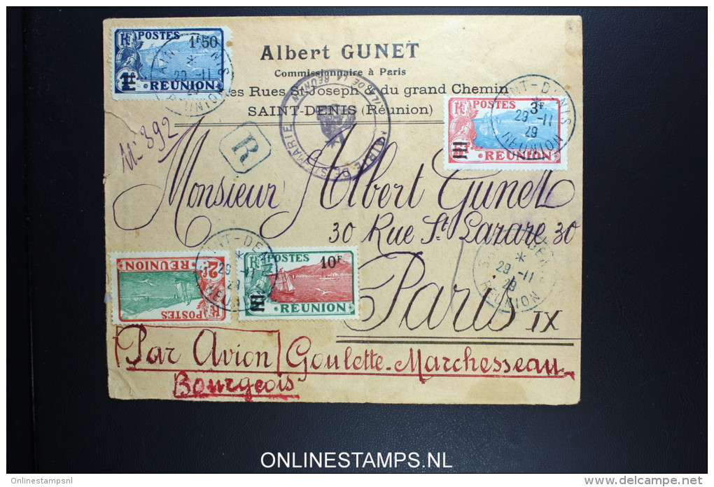 REUNION: Lettre Par Avion Reunion France Par Goulette &amp; Marchesseau 29-11-1929 RRR - Luchtpost