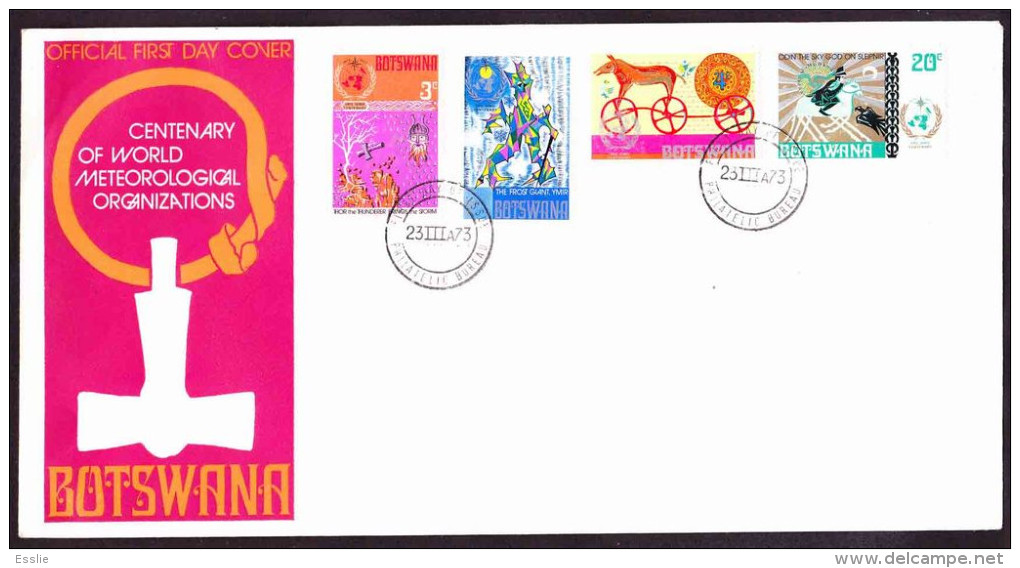 Botswana - 1973 - Centenary Of World Meteorological Organisation, Thor, Odin, Ymir - FDC - Botswana (1966-...)