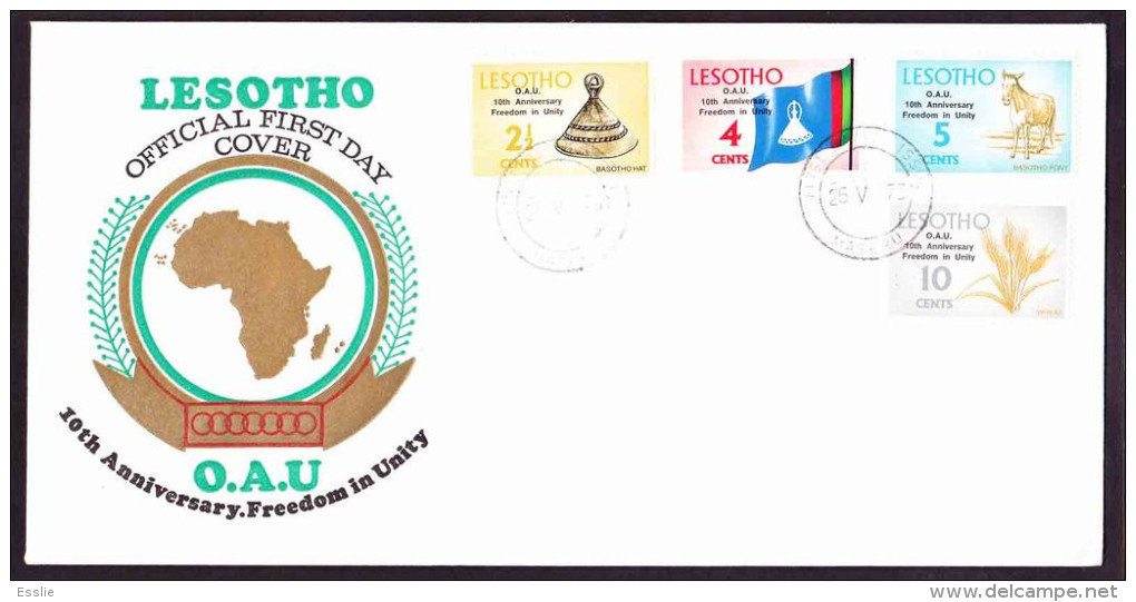 Lesotho - 1973 - OAU, O.A.U. / 10th Anniversary / Freedom In Unity - FDC - Botswana (1966-...)