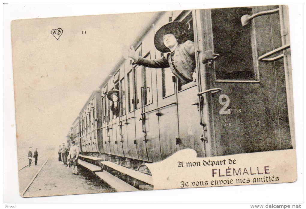 31712 -   A  Mon  Départ De Flémalle  Je  Vous Envoie  Mes Amitiés -  Train - Flémalle