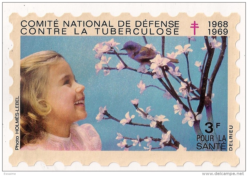 Grand Timbre Affiche Anti-tuberculeux Pour  Auto, Vitrine, Voiture Vers 1968-69. 3 Fr.  Tuberculose - Antituberculeux