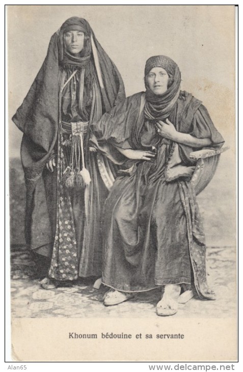 Khonum Bedouin &amp; Servant, Syria Ethic Type, C1910s/20s Vintage Postcard - Syria