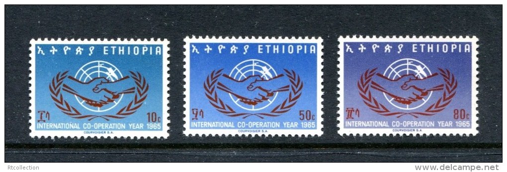 Ethiopia 1965 International Co-operation Year ICY Celebrations Hands Organizations Stamps MNH Michel 518-520 SC 449-451 - Other & Unclassified