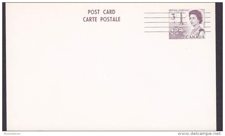 Canada Postal Stationery Ganzsache Entier 3 C. Queen Elizabeth II. Overprinted Precancelled? White Card - 1953-.... Reinado De Elizabeth II