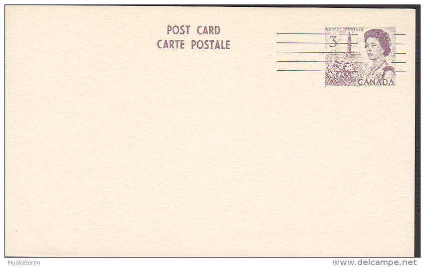 Canada Postal Stationery Ganzsache Entier 3 C. Queen Elizabeth II. Overprinted Precancelled? Brownish Card - 1953-.... Reign Of Elizabeth II