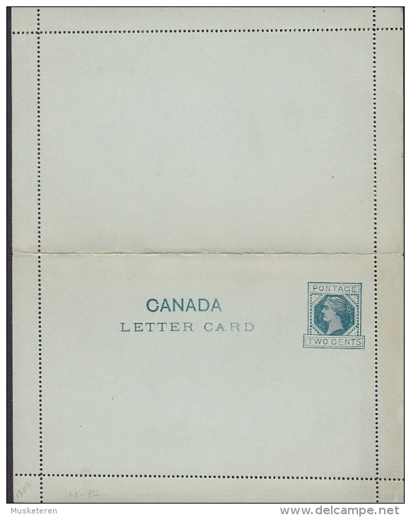 Canada Postal Stationery Ganzsache Entier 2 C Victoria Letter Card Unused - 1860-1899 Reign Of Victoria