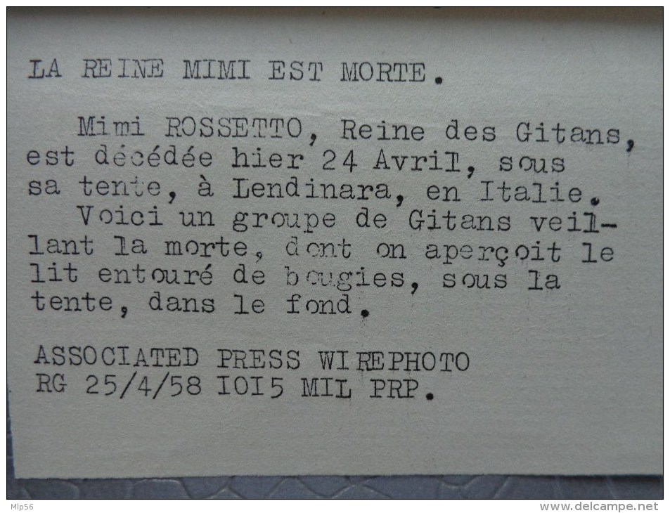 ITALIE LENDINARA  LA REINE DES GITANS MIMI ROSSETO EST DECEDEE VEILLEE FUNEBRE PHOTO DE PRESSE - Lugares