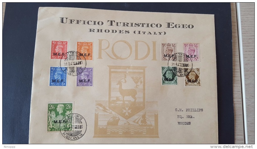 Italy 1947 British Occupation Of Italian Colonies, Calymnos, Souvenir Cover - British Occ. MEF