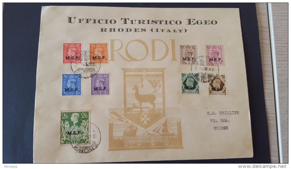 Italy 1947 British Occupation Of Italian Colonies, Leros, Souvenir Cover - British Occ. MEF