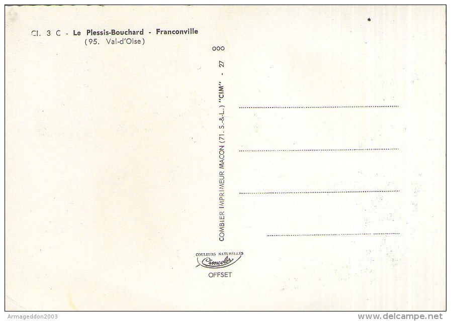 B43 / DEPT 95 CPSM DENTELLE LE PLESSIS BOUCHARD FRANCONVILLE MULTIVUES RES. JULES CESAR/ RES. DU SOLEIL ECOLE VOIR DOS - Le Plessis Bouchard