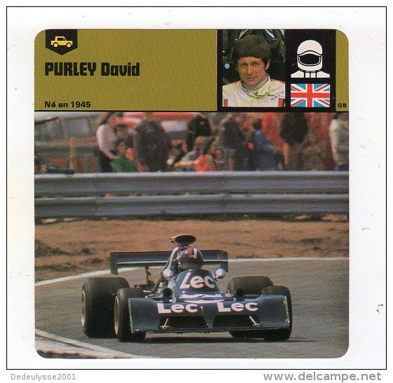 Sept15    70384 Purley  David  ( Fiche Auto ) - Car Racing - F1