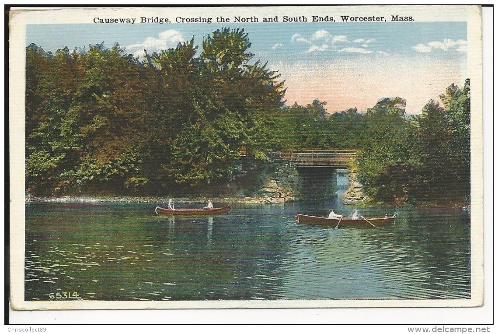 Carte Postale  Etats Unis  : Causeway Bridge , Crossing The North And The South Ends , Worcester , Mass - Worcester