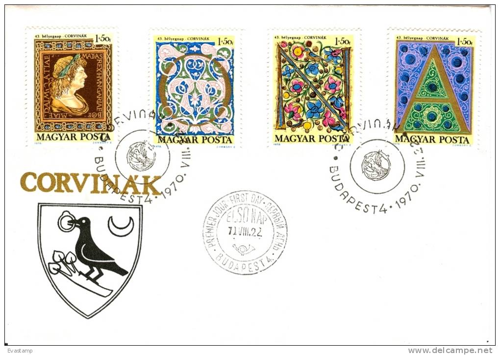 HUNGARY - 1970.FDC Set I.- 43rd Stampday-Initials And Paintings From Bibliotheca Corviniana - FDC