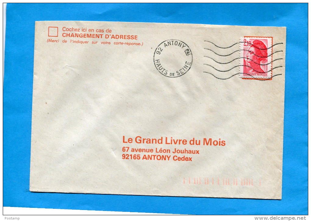 MARCOPHILIE-FRANCE-lettre Commerciale- Cad Muet -92 Antony-stamp 2.10 Frs Liberté De Gandon - Autres & Non Classés