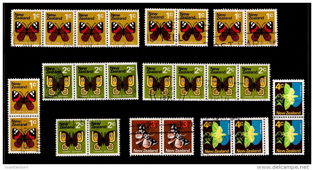 New Zealand 1970 Butterflies And Moths Multiples Used - Used Stamps