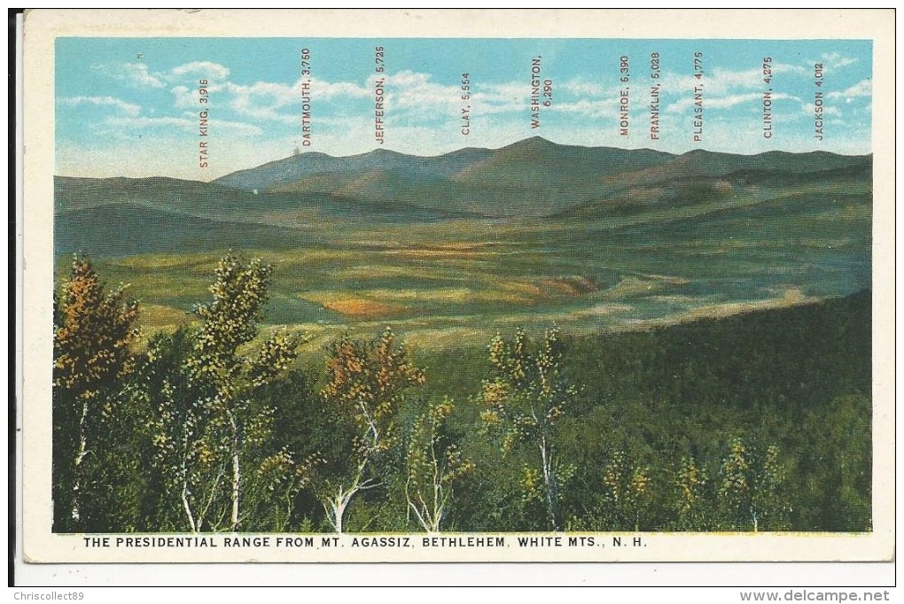 Carte Postale  Etats Unis  : The Presidential Range From MT Agassiz . Bethlehem . White Mountains . N.H - White Mountains