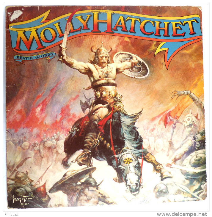 RARE Disque Vinyle 33T MOLLY HATCHET Beatin' The ODDS - EPIC 84471 1967 POCHETTE FRAZETTA - Platen & CD