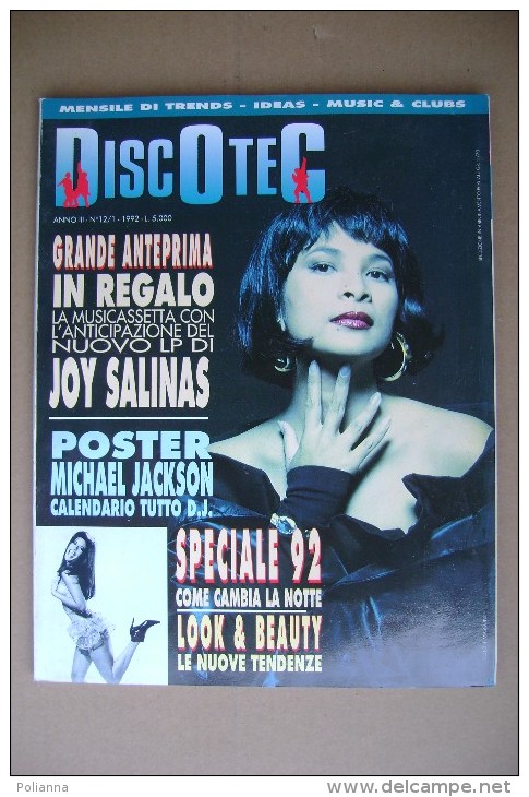 PCS/46 Rivista Musicale DISCOTEC N.12 - 1992/Geena Davis/Jeff Bridges/birra/Michael Jackson/Joy Salinas - Musique