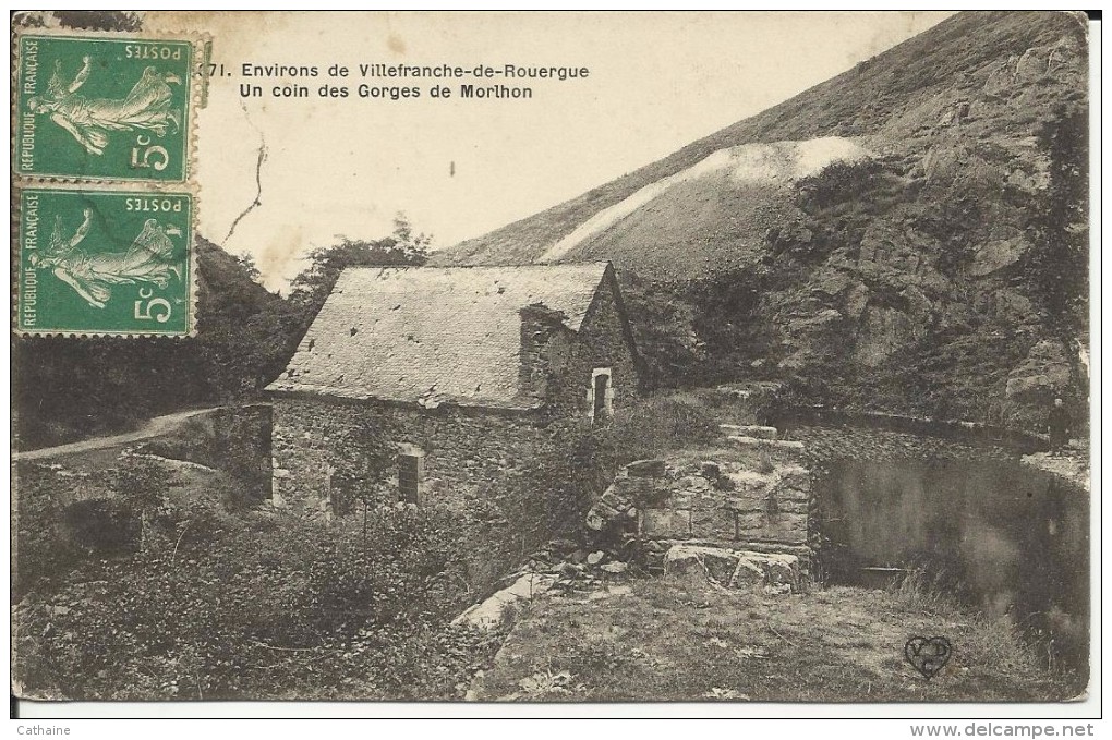 12 . ENVIRONS DE VILLEFRANCHE DE ROUERGUE . UN COIN DES GORGES DE MORLHON  . ANCIEN MOULIN - Villefranche De Rouergue