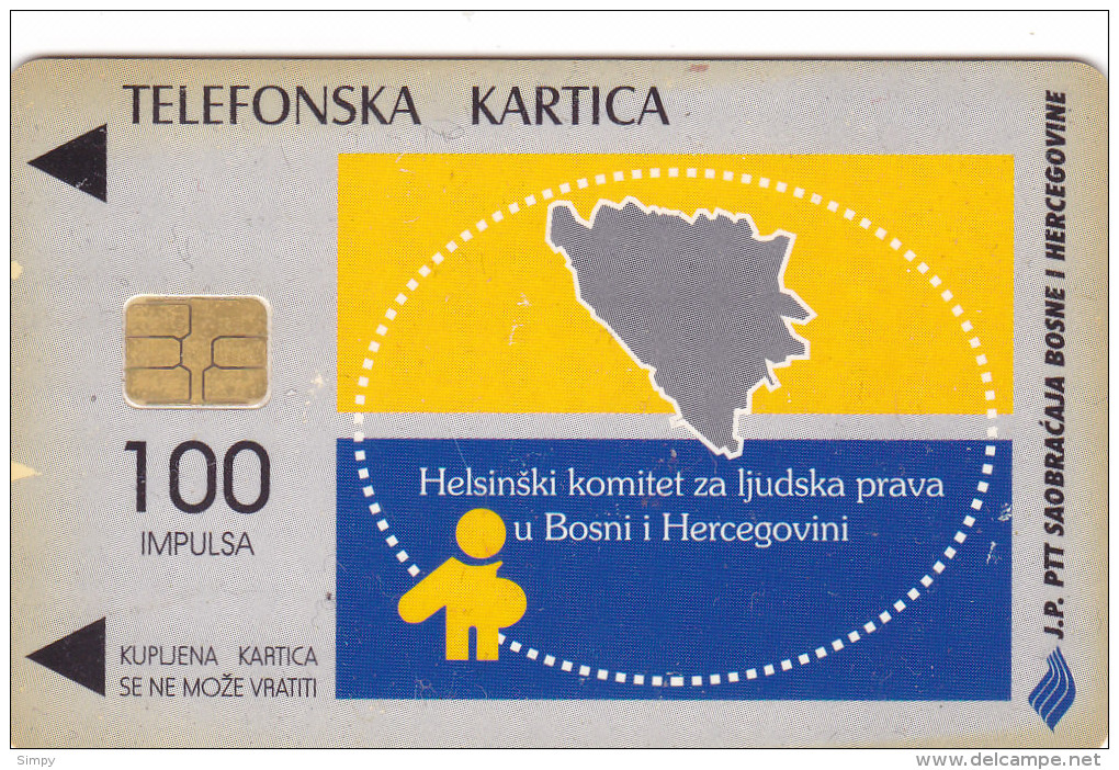 BOSNIA Phonecard With Chip  / Human Rights / JP PTT BIH - Bosnië